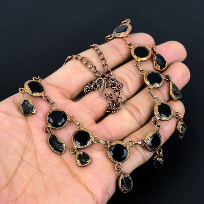 Black Spinel & Black Tourmaline Gemstone Necklace