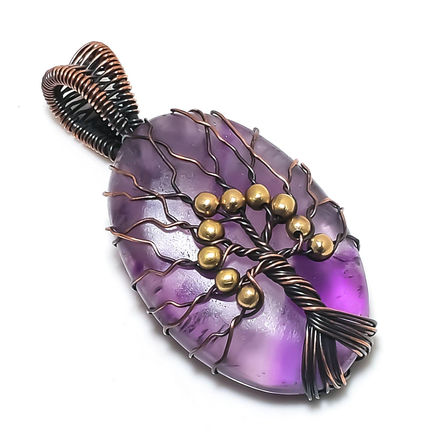 Purple Amethyst Gemstone Tree of Life Pendant