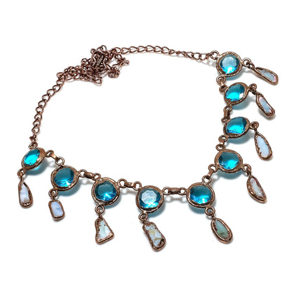 Blue Topaz & Larimar Gemstone Necklace