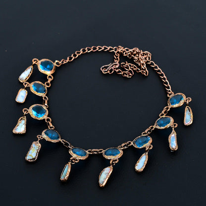 Blue Topaz & Larimar Gemstone Necklace