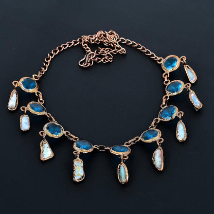 Blue Topaz & Larimar Gemstone Necklace