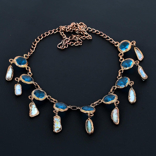 Blue Topaz & Larimar Gemstone Necklace