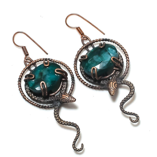 Green Emerald Gemstone Earrings