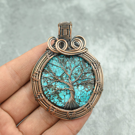 Turquoise Gemstone Tree of Life Pendant