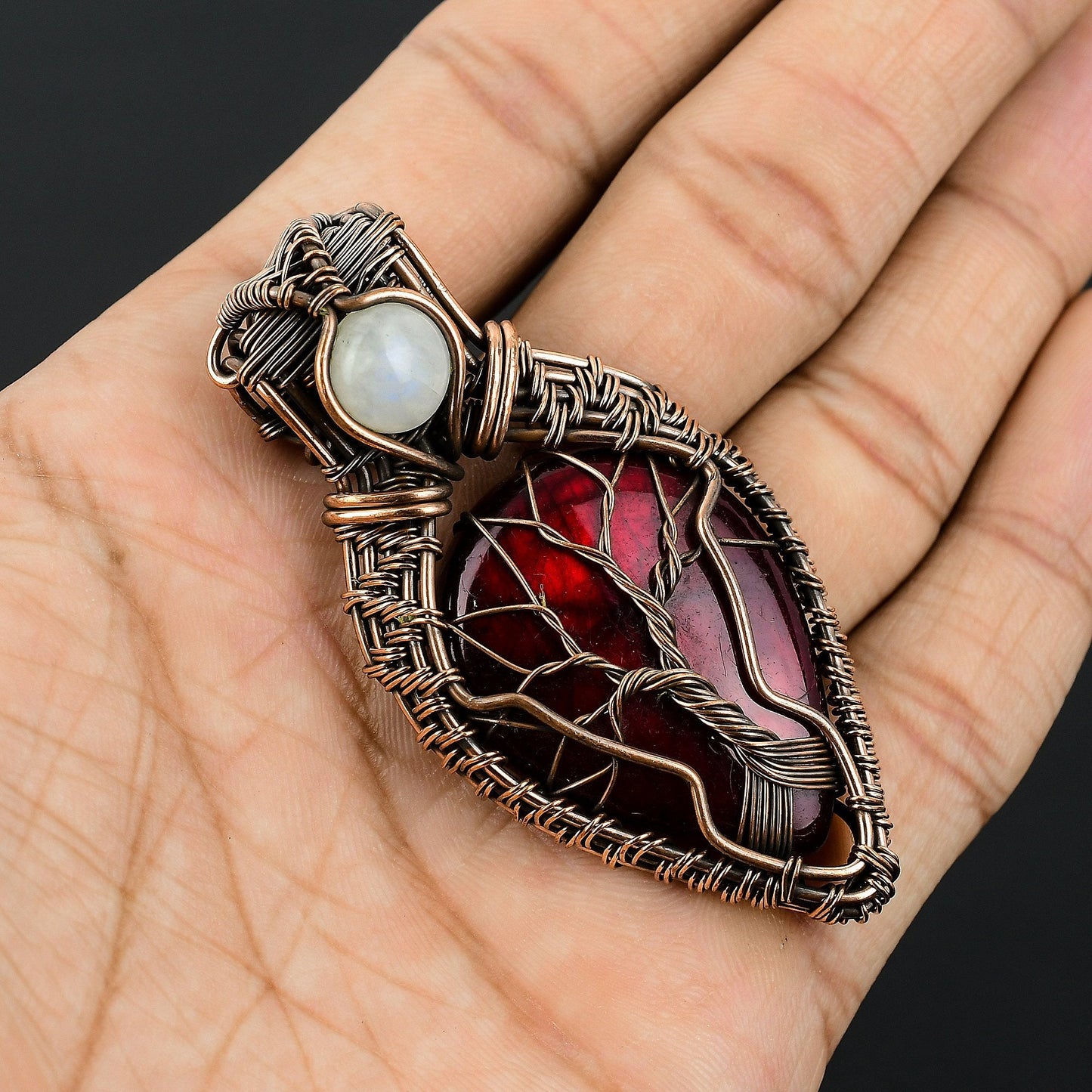 Red Labradorite Gemstone Pendant