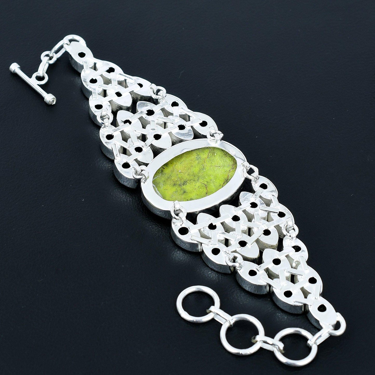 Purple Stichtite & Green Peridot Gemstone Bracelet