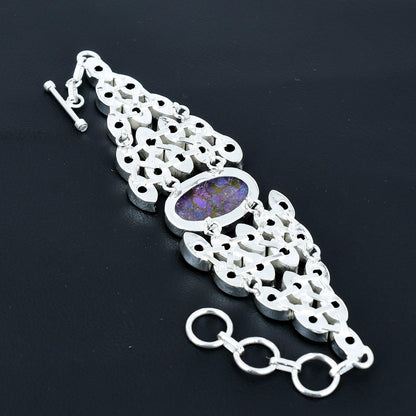 Purple Copper Turquoise & Amethyst Gemstone Bracelet