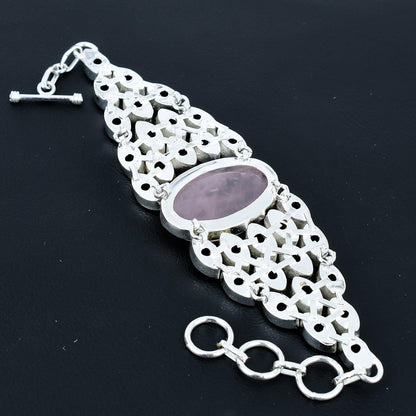 Pink Rose Quartz & Red Garnet Gemstone Bracelet