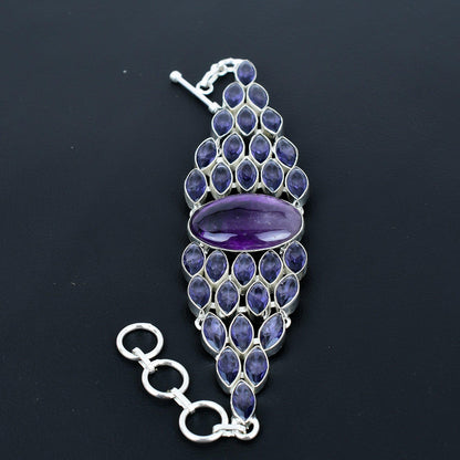 Purple Amethyst Sterling Silver Bracelet