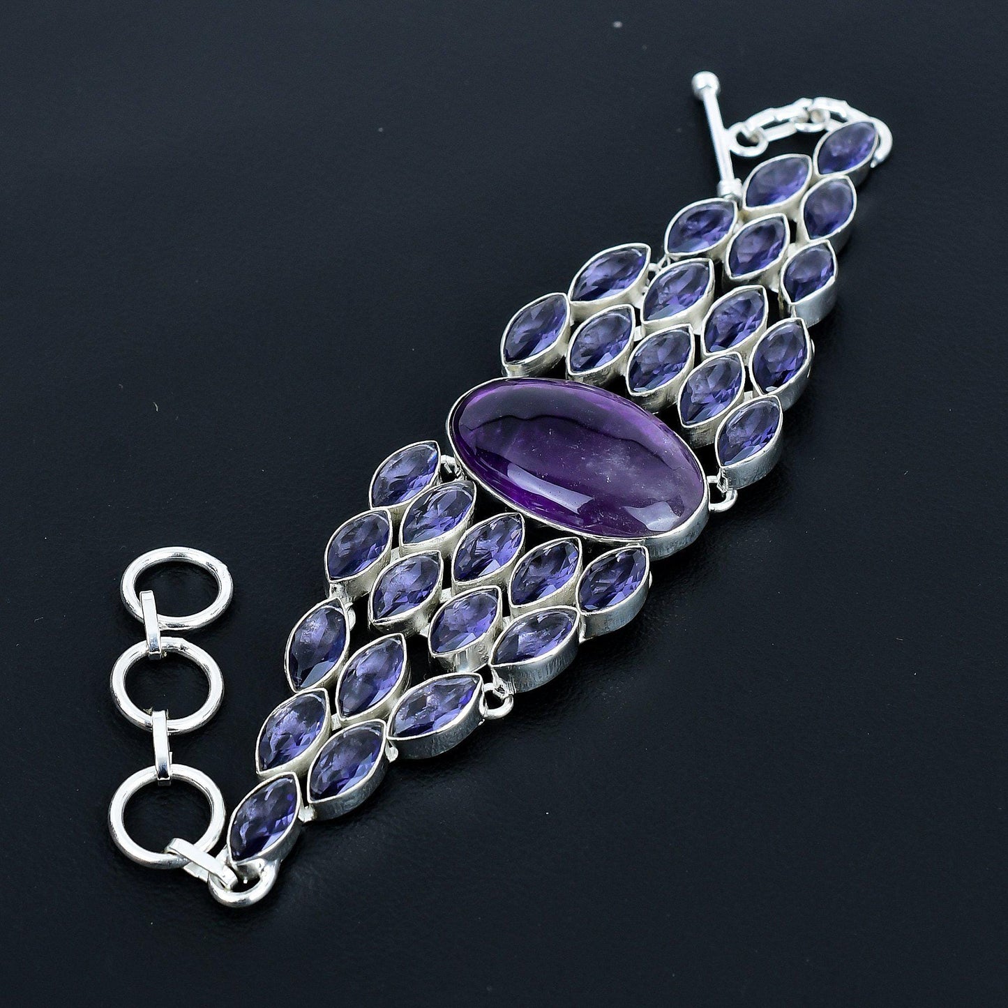Purple Amethyst Sterling Silver Bracelet