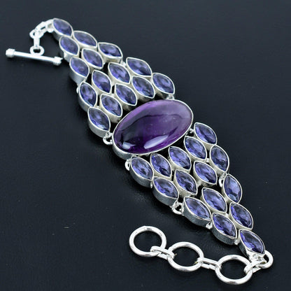 Purple Amethyst Sterling Silver Bracelet