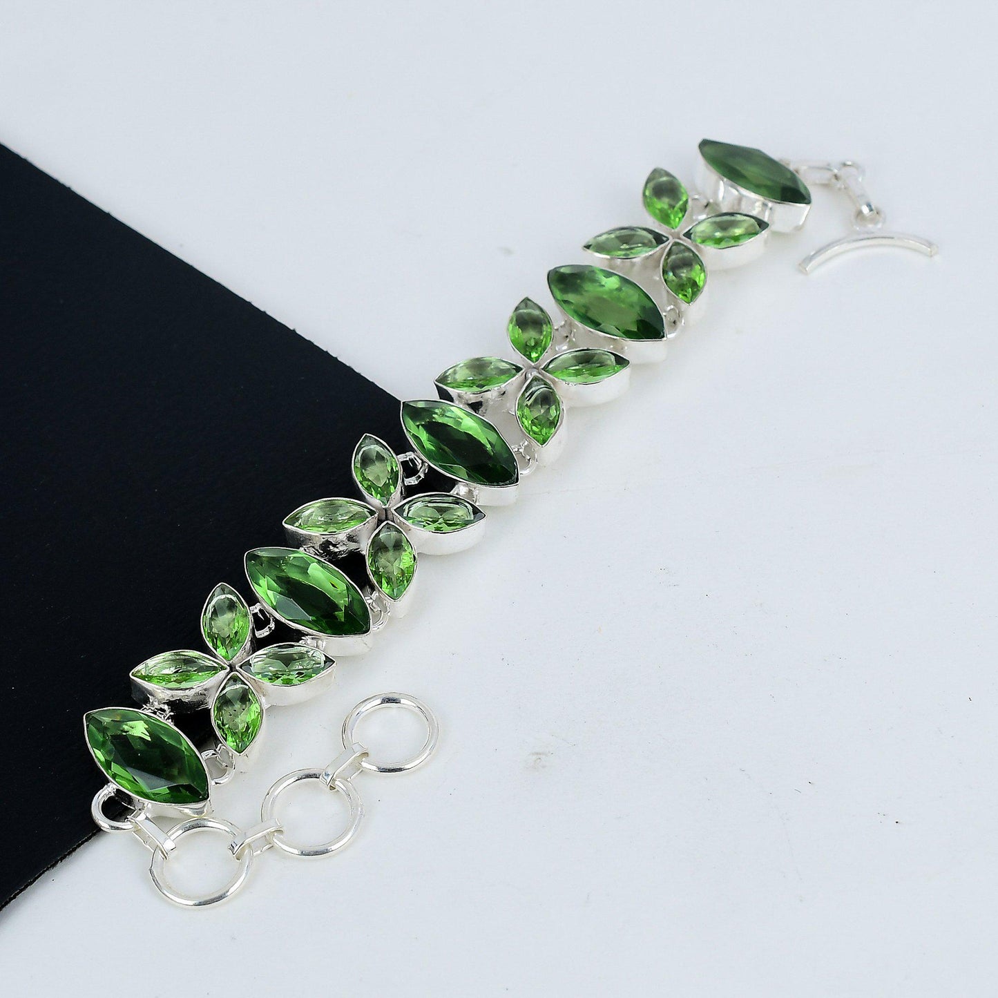 Green Amethyst Sterling Silver Bracelet