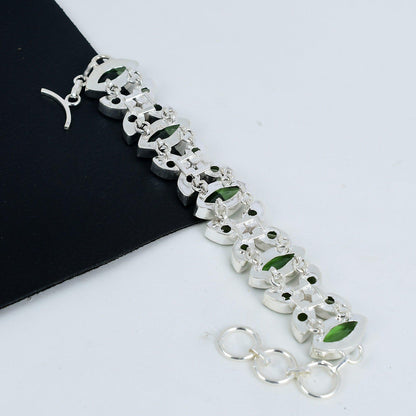 Green Amethyst Sterling Silver Bracelet
