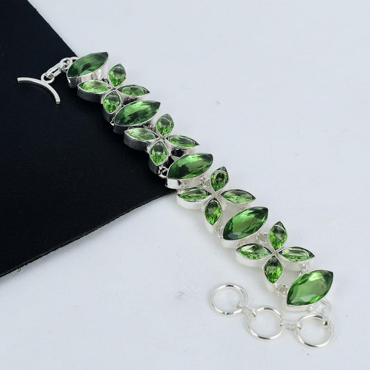 Green Amethyst Sterling Silver Bracelet
