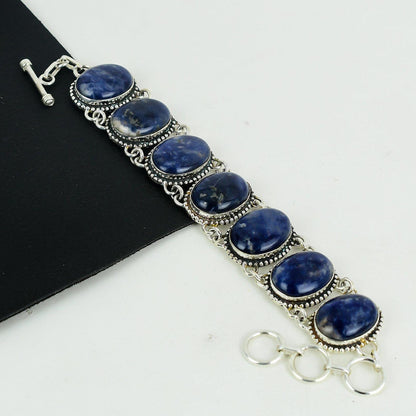 Blue Sodalite Sterling Silver Bracelet