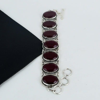 Handmade Red Ruby Sterling Silver Bracelet