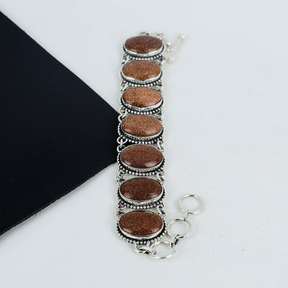 Orange Sunstone Sterling Silver Bracelet