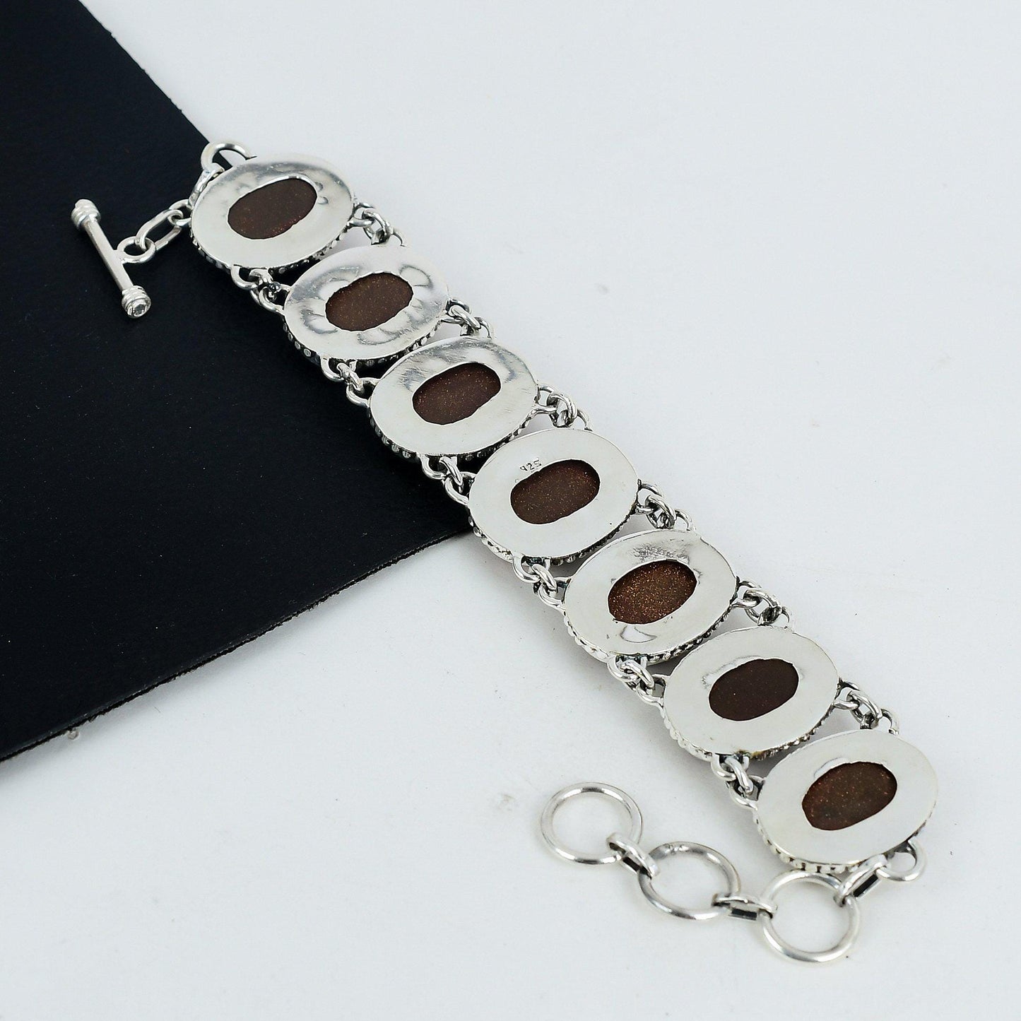 Orange Sunstone Sterling Silver Bracelet