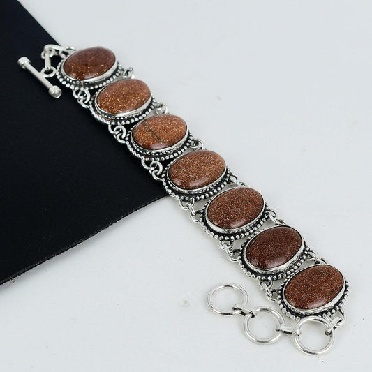 Orange Sunstone Sterling Silver Bracelet