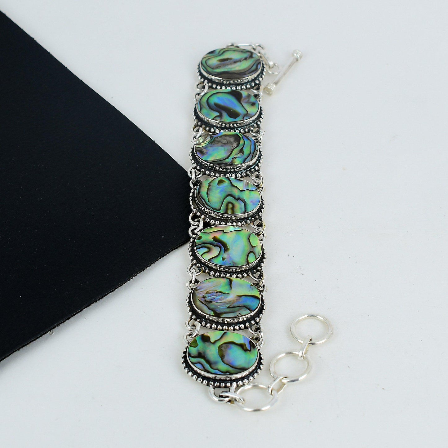 Green Abalone Shell Sterling Silver Bracelet