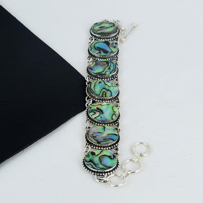 Green Abalone Shell Sterling Silver Bracelet