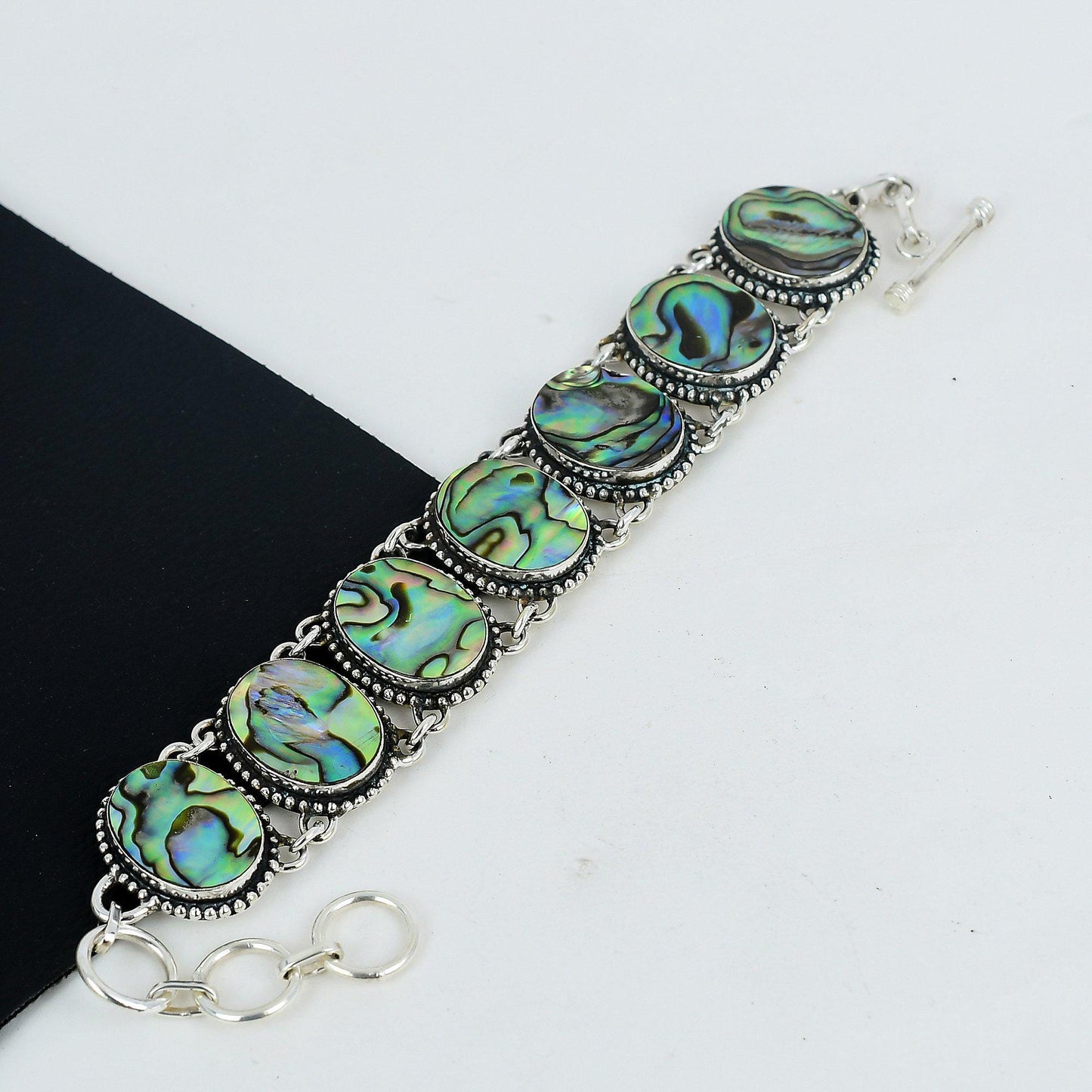 Green Abalone Shell Sterling Silver Bracelet