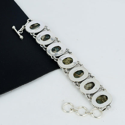 Green Abalone Shell Sterling Silver Bracelet