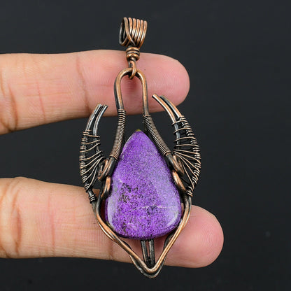 Purple Purpurite Stichtite Bull Face Gemstone Pendant