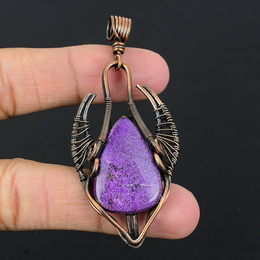 Purple Purpurite Stichtite Bull Face Gemstone Pendant