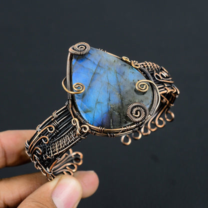 Blue Labradorite Gemstone Cuff Bracelet
