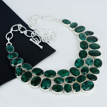 Green Emerald Gemstone Necklace