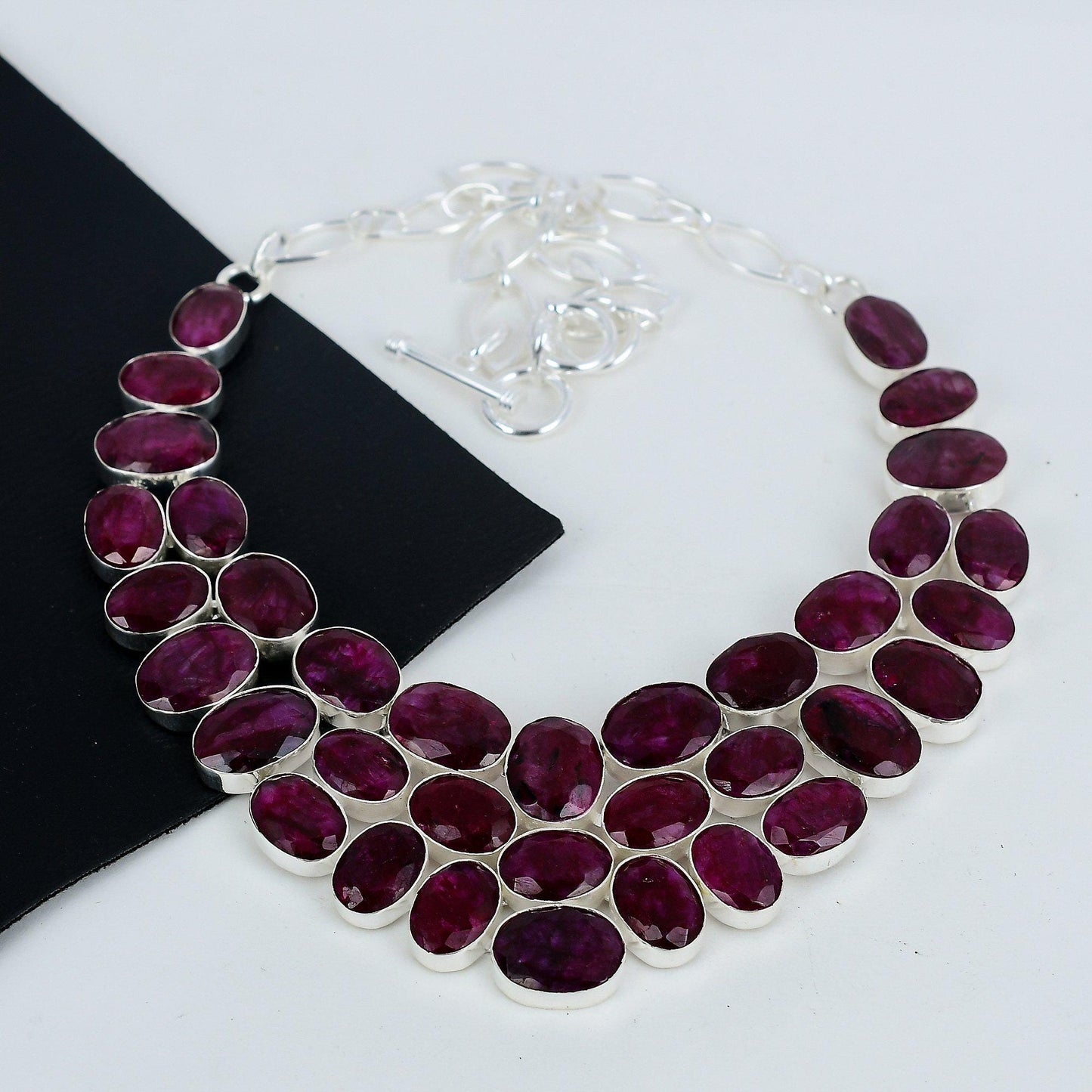 Red Ruby Sterling Silver Necklace