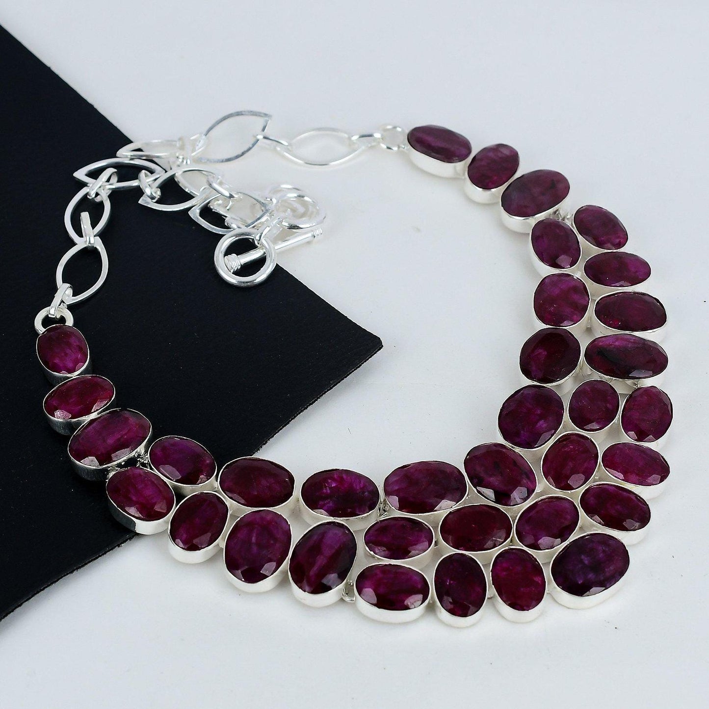 Red Ruby Sterling Silver Necklace