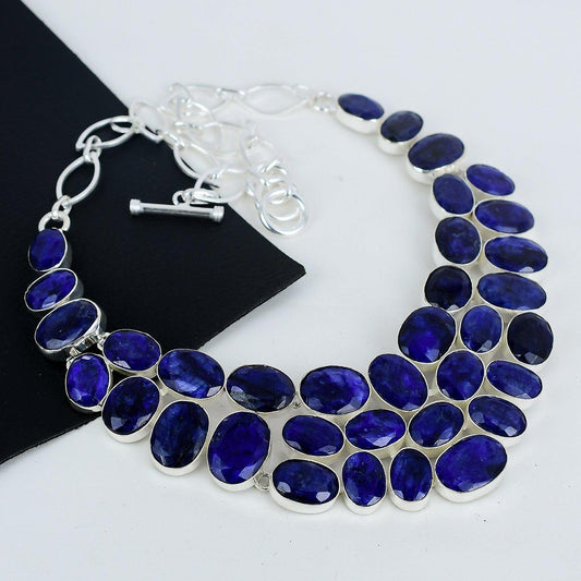 Blue Sapphire Sterling Silver Necklace