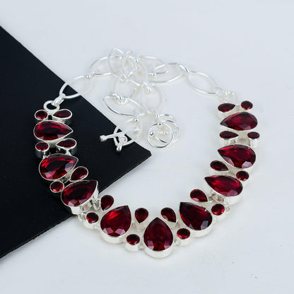 Red Garnet Sterling Silver Necklace