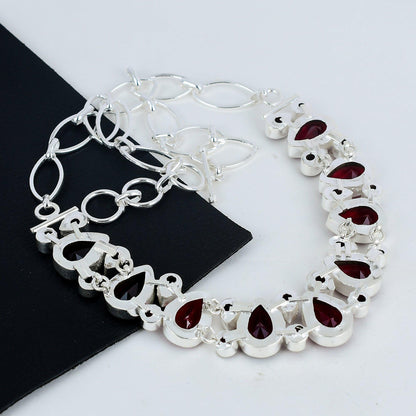 Red Garnet Sterling Silver Necklace