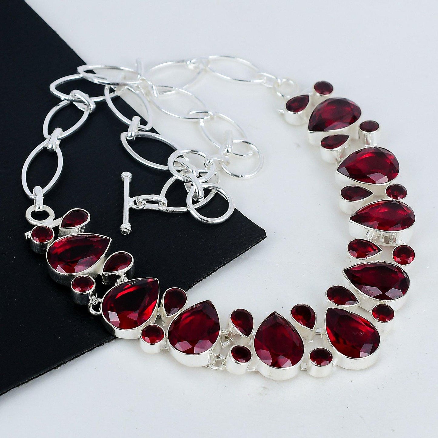 Red Garnet Sterling Silver Necklace