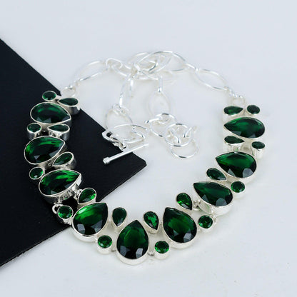 Green Tourmaline Silver Necklace
