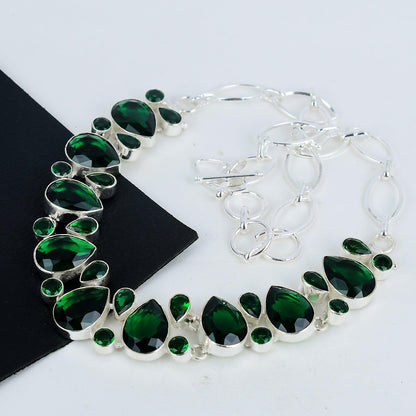 Green Tourmaline Silver Necklace