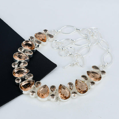 Pink Morganite Silver Necklace
