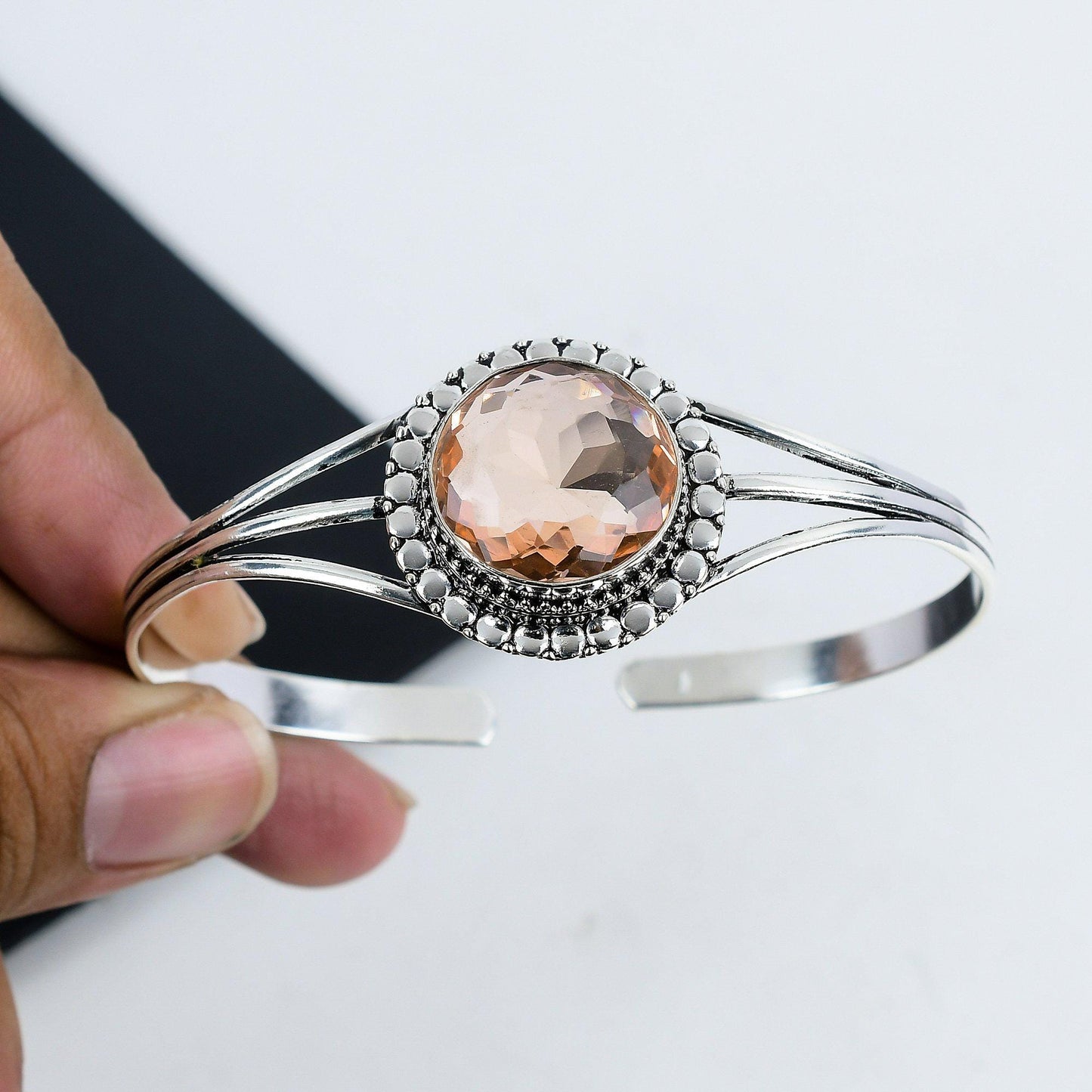 Pink Morganite Gemstone Bangle