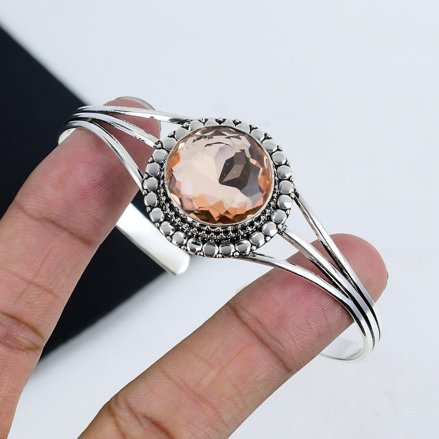 Pink Morganite Gemstone Bangle