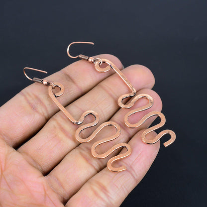 Copper Gemstone Squiggle Earrings