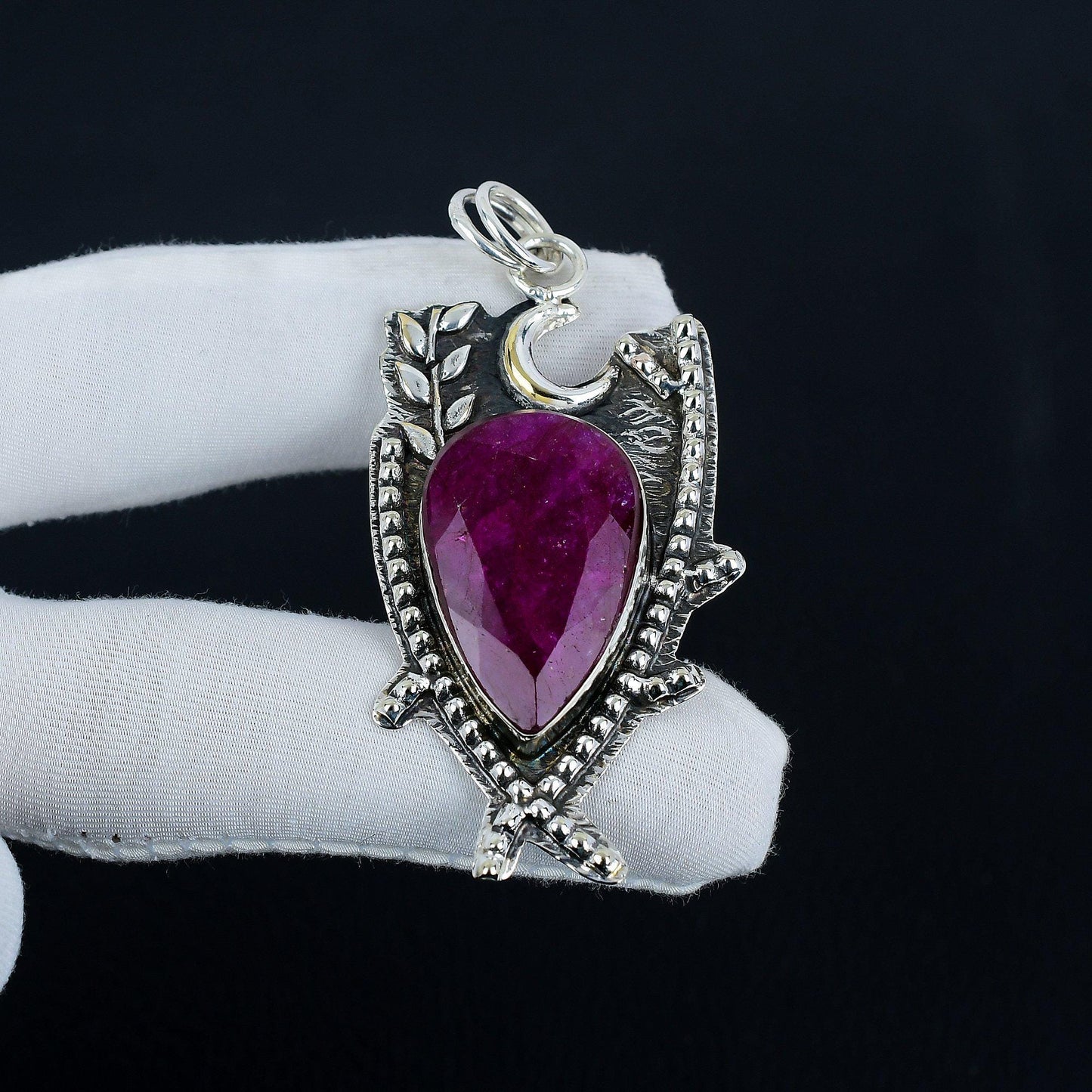 Red Kashmir Ruby Pendant
