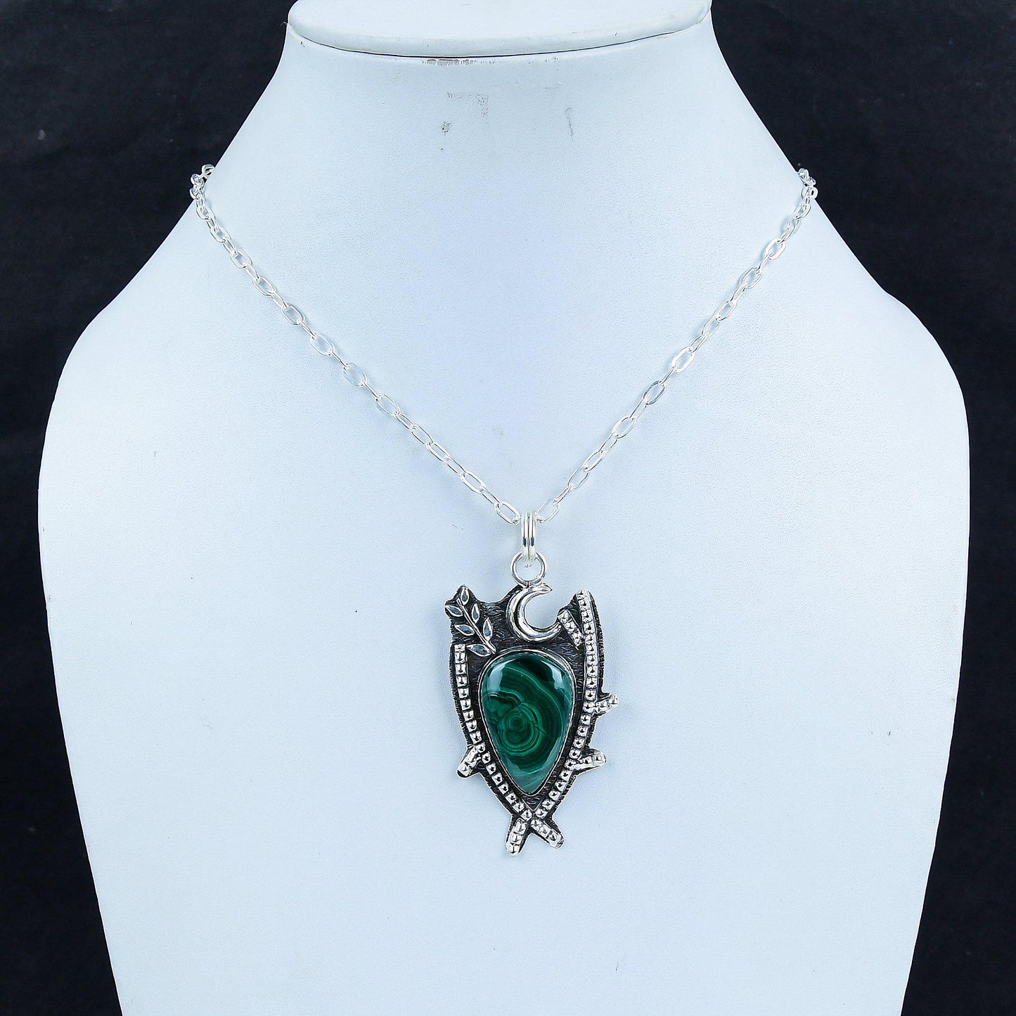 Green Malachite Sterling Silver Pendant