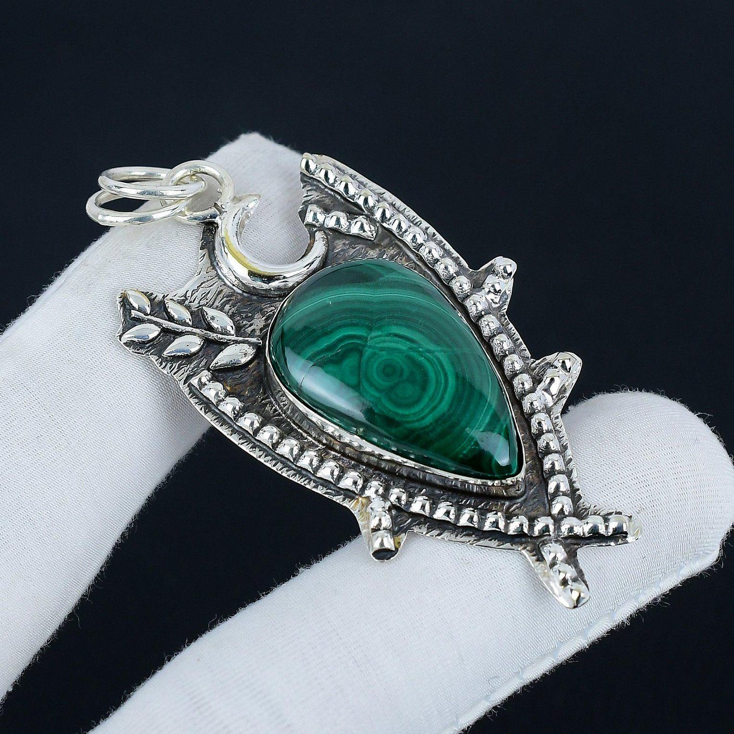 Green Malachite Sterling Silver Pendant