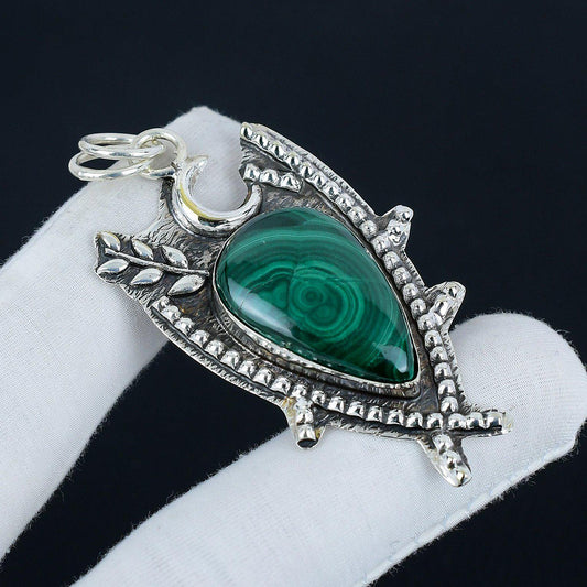 Green Malachite Sterling Silver Pendant