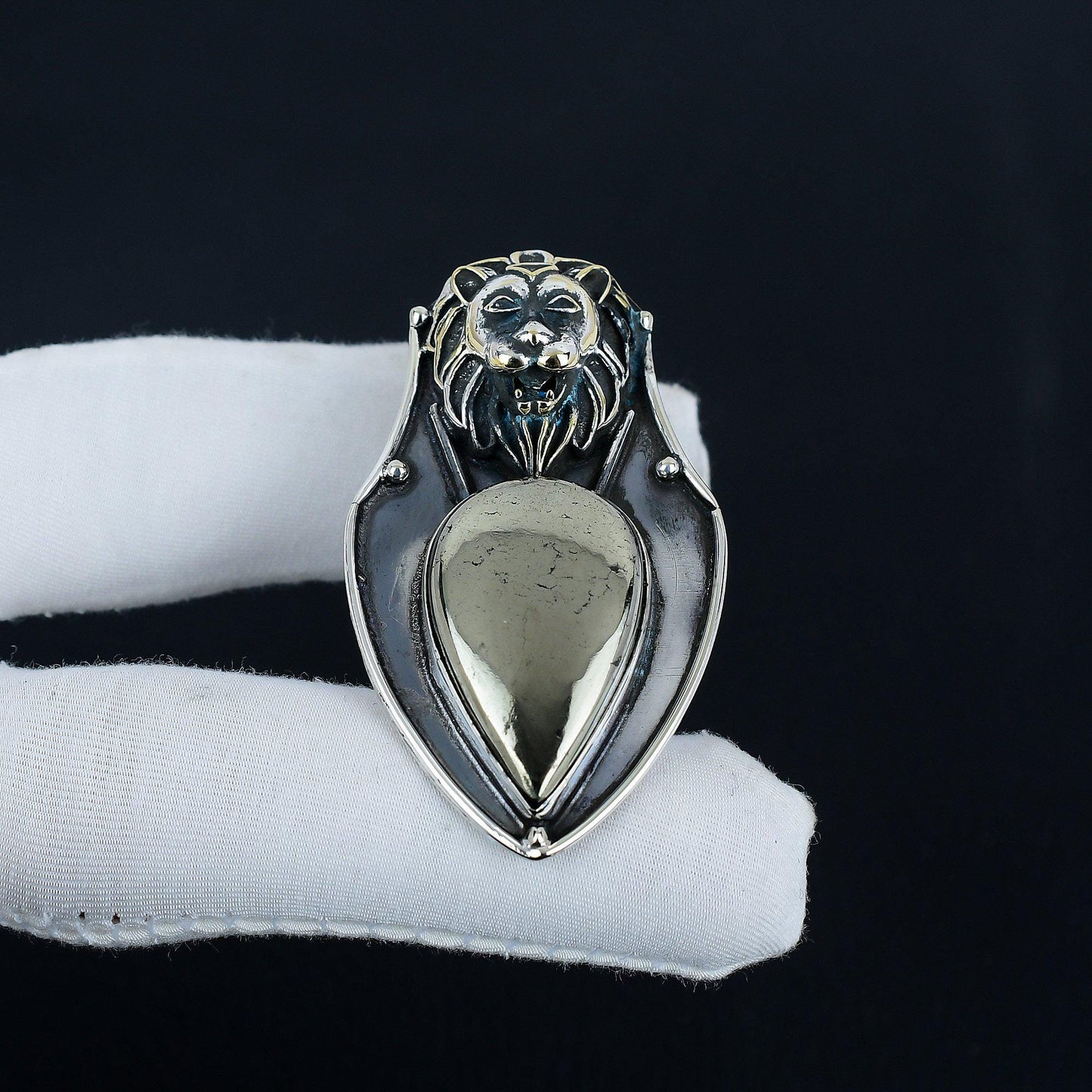Golden Apache Pyrite Lion Pendant