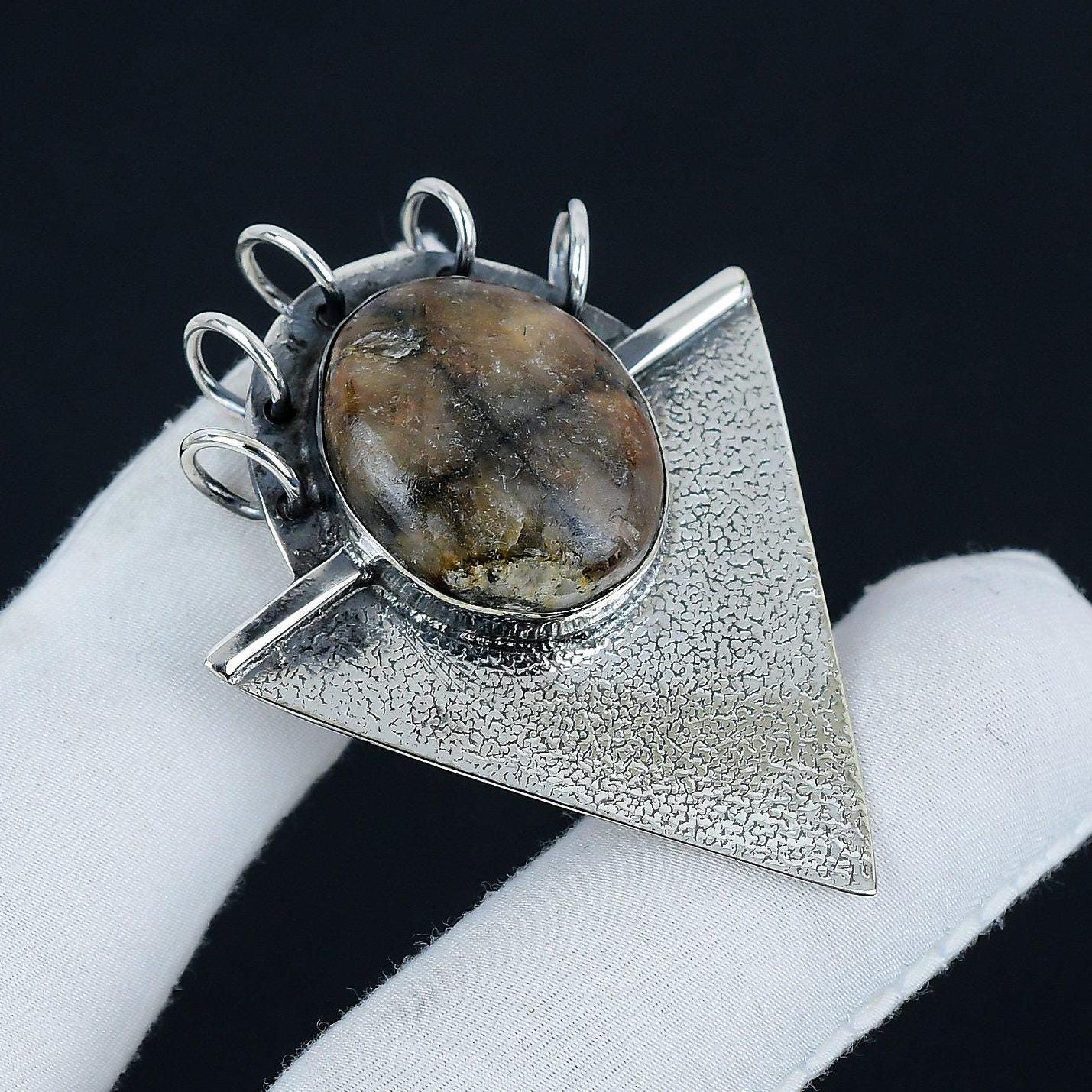 Black Chiastolite Gemstone Pendant