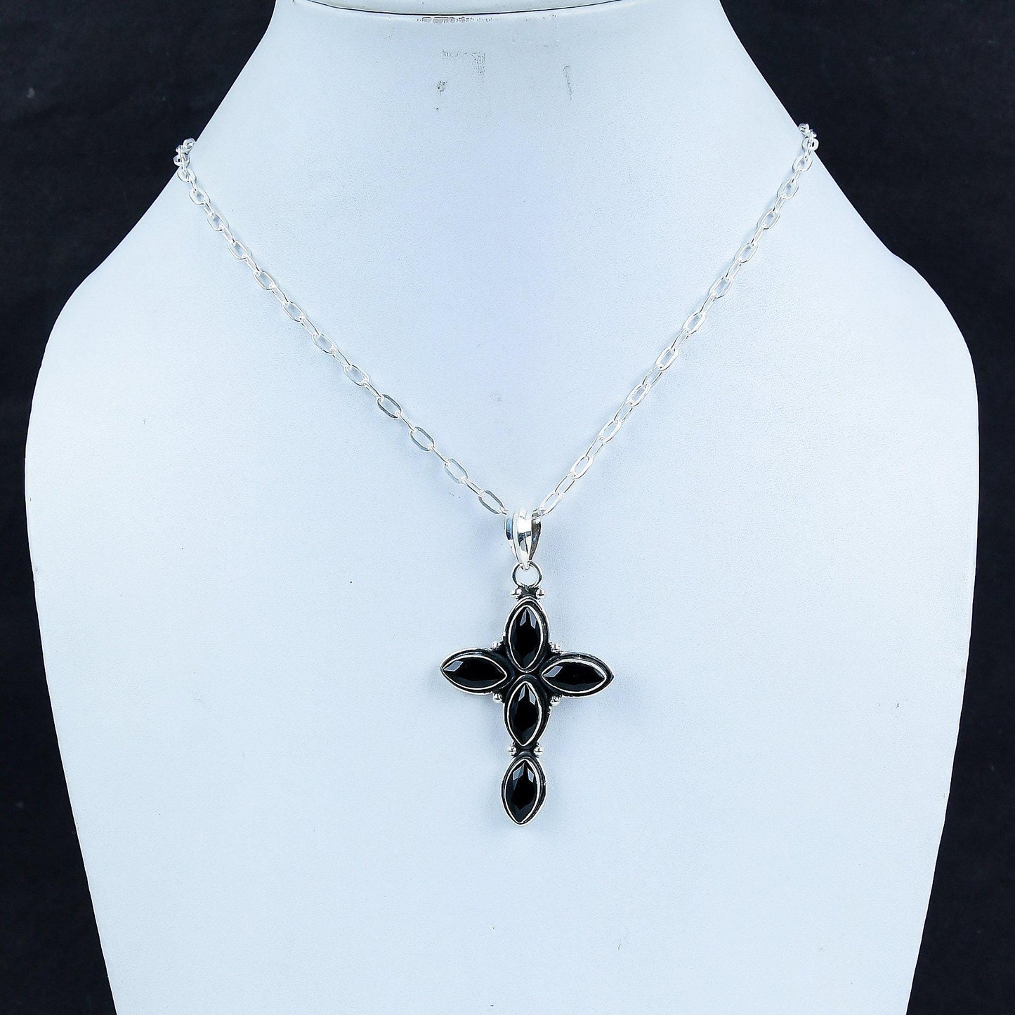 Black Spinel Cross Pendant